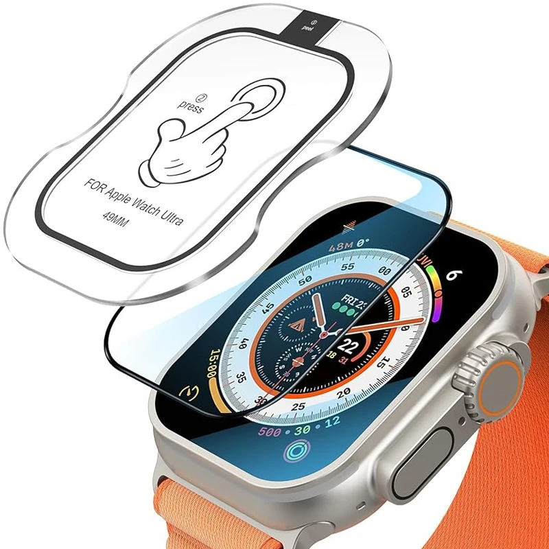 

Tempered Glass Film For Apple Watch Ultra 2 49mm With Alignment Tool HD Screen Protector iWatch Ultra 49mm Easy Install Kit