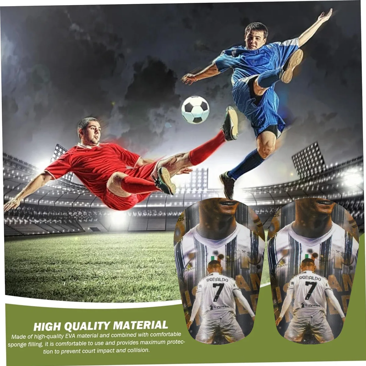 1 Paar Mini-Fußball-Schienbeinschoner - Ultrakleine Schutzausrüstung für Männer & Frauen, Blau-Weißes Rissiges Eis-Design, PP-Material – Detail 4