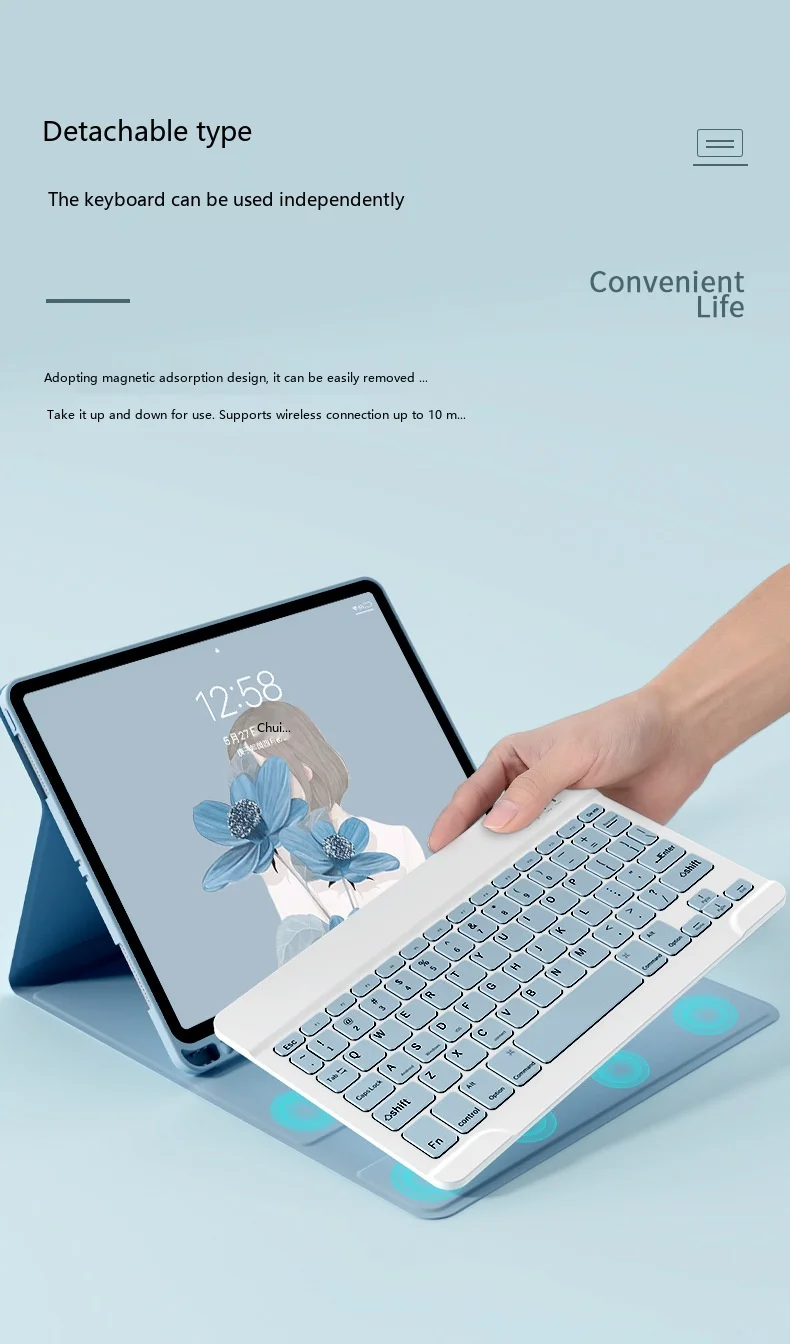 iPad-Tastaturhülle mit Bluetooth-Tastatur und Maus, kabellose Folio-Hülle für 10,9, 11 und 12,9 Zoll – Detail 6