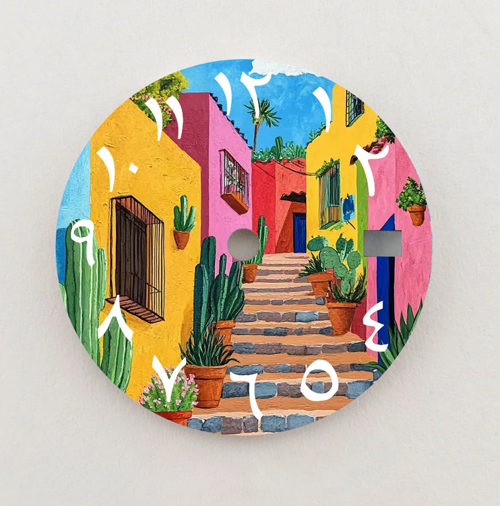 Nh35 dial 28.5mm dial estilo tropical série colorido dial numeral árabe dial de alta qualidade caber nh35/36 movimento logotipo personalizado