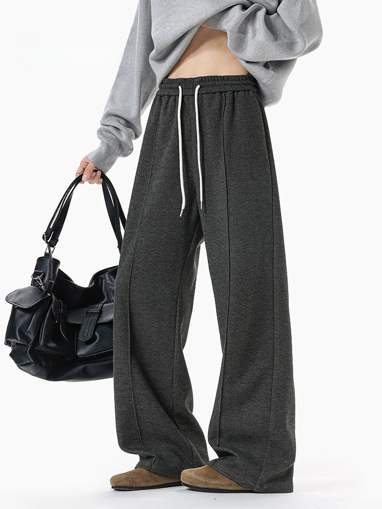 

Повседневные спортивные брюки Mmoptop с широкими штанинами, мужские свободные брюки с завязками, прямые длинные брюки, универсальные и модные