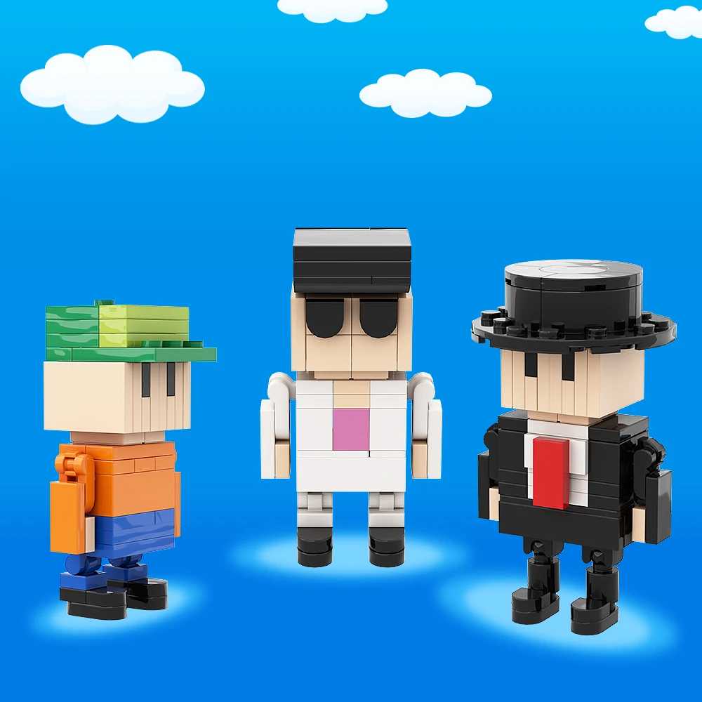 Gobricks MOC เกม Stumbles Guys Brickheadz Building Block ชุดตัวละครการกระทําหนี DIY อิฐของเล่นเด็กของขวัญวันเกิด