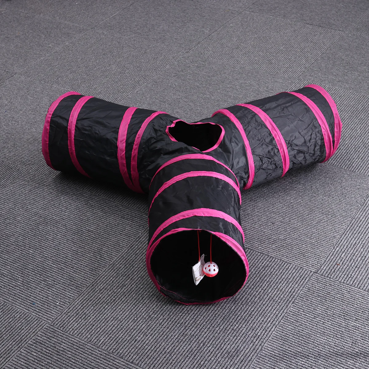 

Foldable 3 Way Cat Tunnel Rose Red Black Durable Tear-Resistant Polyester Hideout Crinkle Paper Playing Pet Channel for Cats