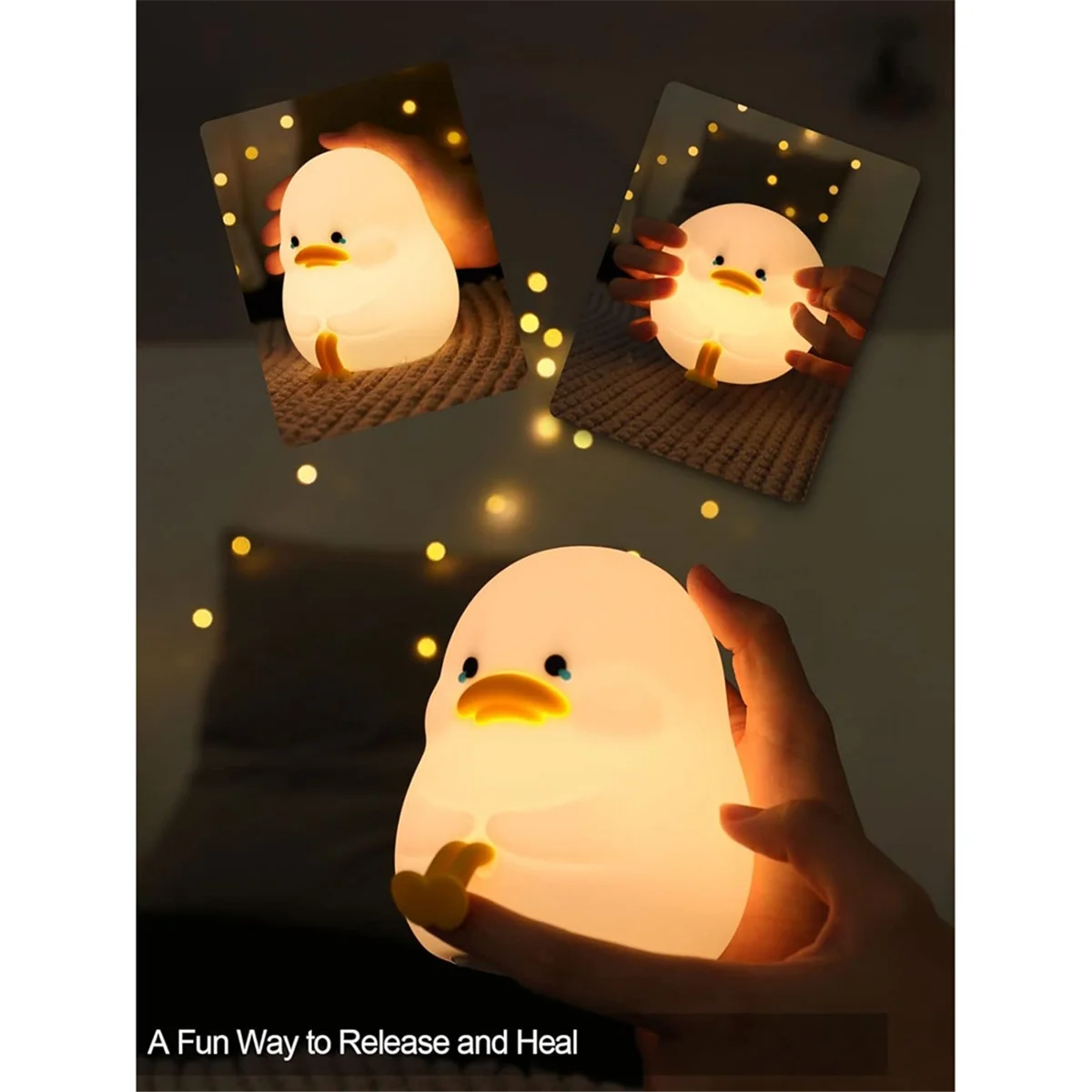 Night Light for Kids - Duck Premium Silicone Lamp, Cute and Dimmable Nightlight for Soothing Bedtime Ambience