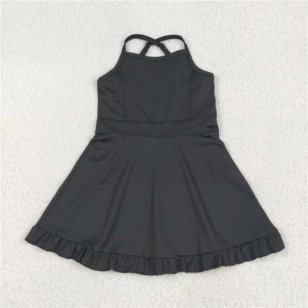 

Baby Girls Black Knit Knee-Length Active Wear Dresses Infant Casual Fashion Outfit for Girls