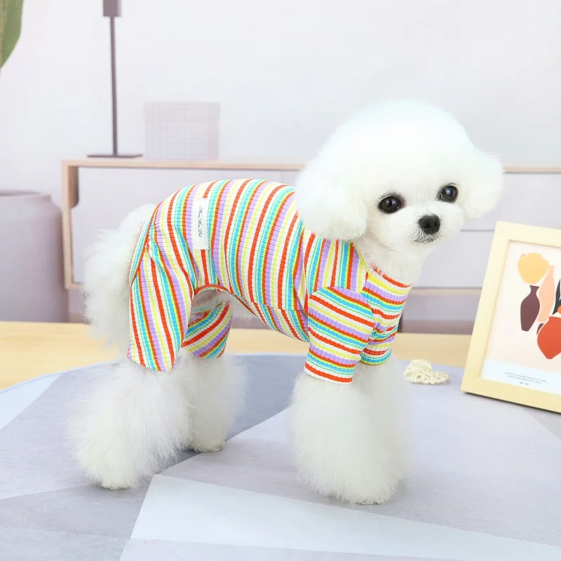 Autumn Dog Jumpsuits Fashion Striped Dog Pajamas Soft Puppy Clothing Cute Cat Jumpsuits Pet Overalls Kitten Costumes Dog Clothes