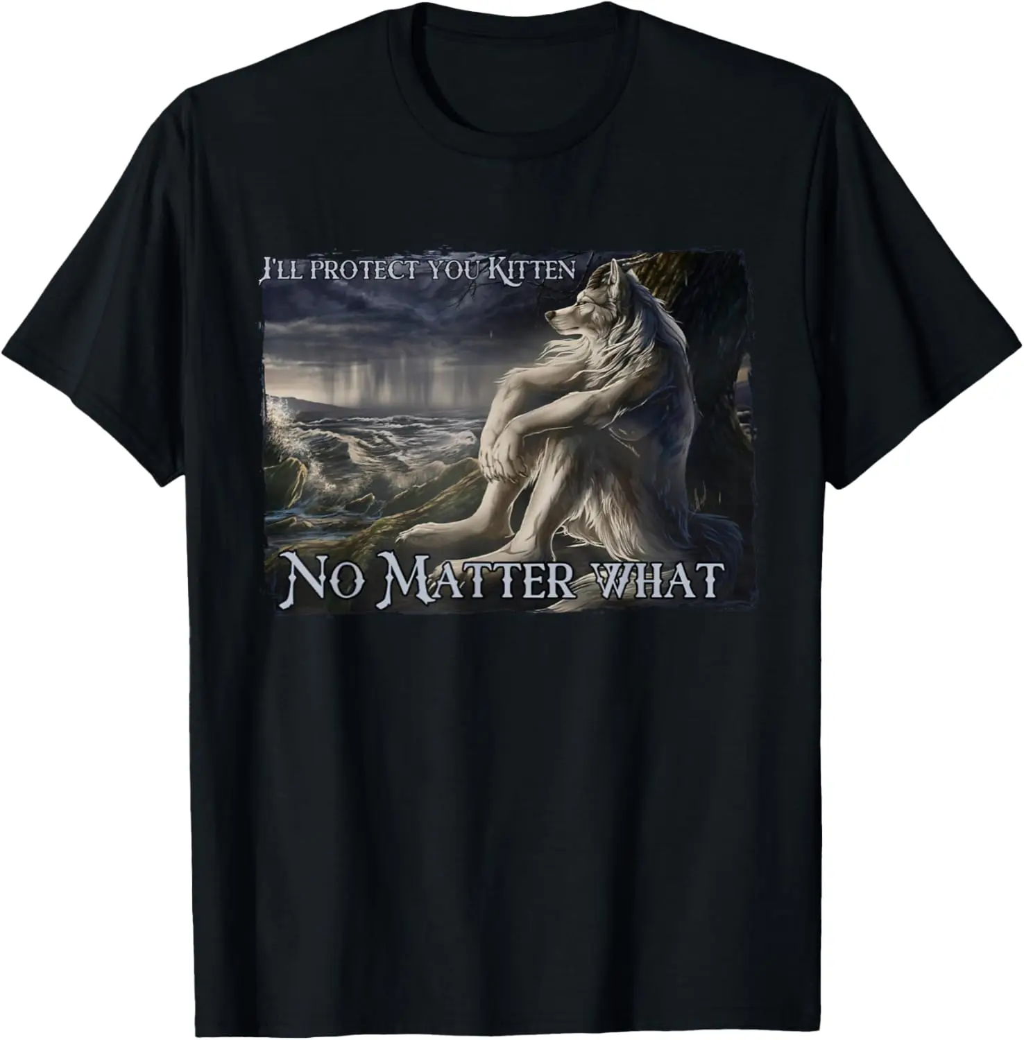 

Sitting Wolf Literally Me Werewolf Ripping Meme Alpha Wolf T-Shirt