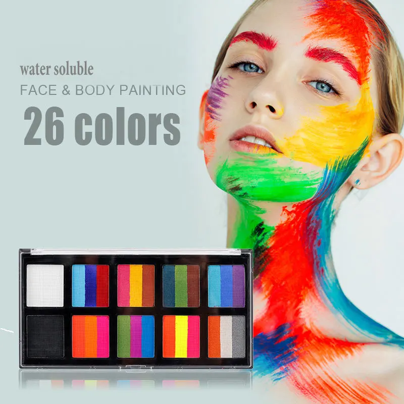 Rainbow Body Paint Art  Children Makeup Painting Pigment Kit Supplies Bright Color Face Body Paint Set UV Neon Face Painting