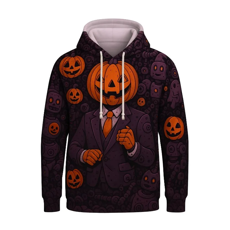 2025 جديد عصري للرجال هوديي ثلاثية الأبعاد مطبوعة هالوين اليقطين الذكور نمط مبتكرة ملابس يومية غير رسمية #4