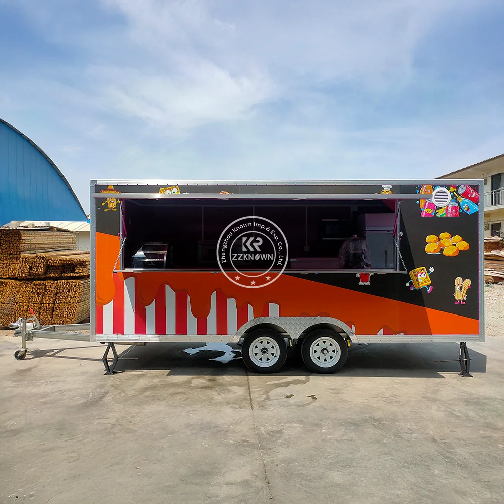 Concession Food Trucks For Sale In China Hamburger Cart Food Truck Mobile 4M Food Trailer Hot Dog BBQ Trailer