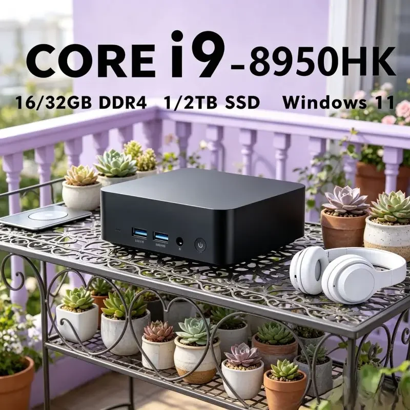 

2026 Top-spec Home Mini PC Core I9 8950HK Win11 16GB SSD WiFi6 BT5.2 4K, Complete Functions, Great Choice for Personal
