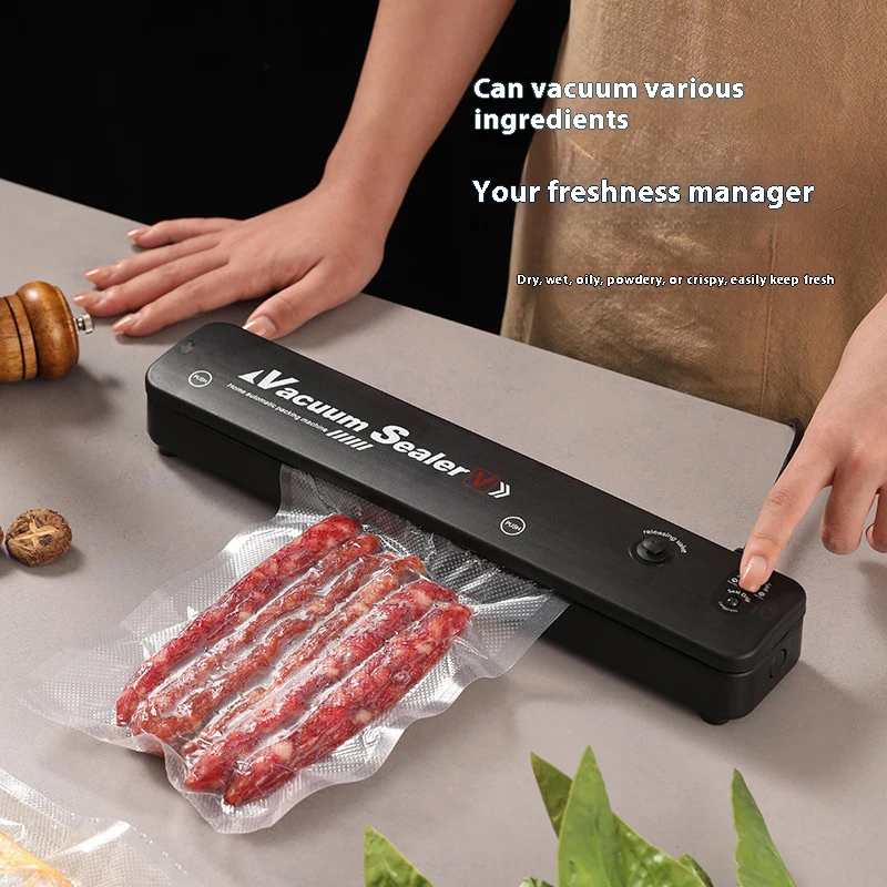 Máquina de envasado automático para el hogar, cocina, sellador al vacío de alimentos, embalaje de sellado de alimentos portátil eléctrico para el hogar