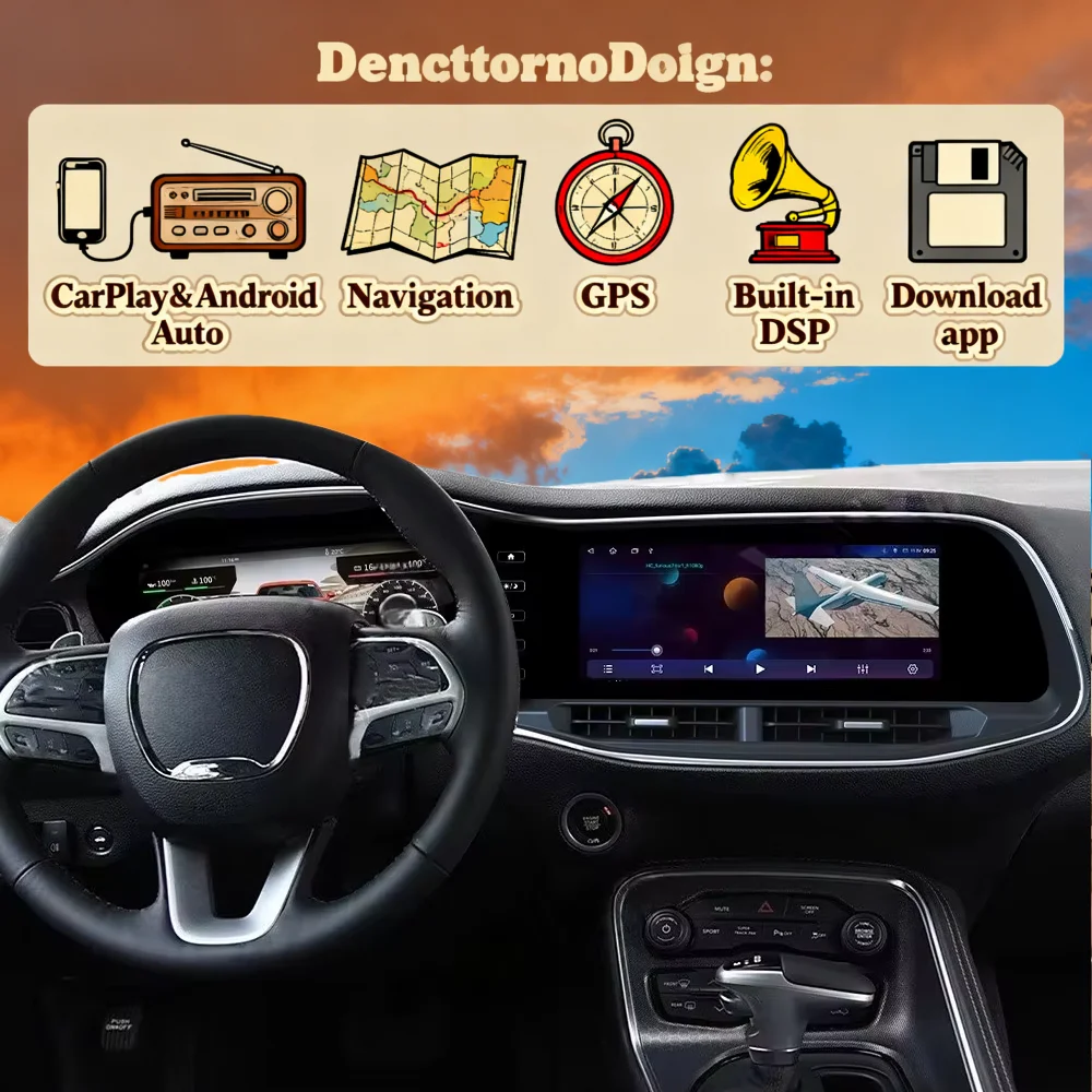 

Android-магнитола для Dodge Challenger Charger SRT Hellcat 2010-2024 с CarPlay, GPS-навигацией, видео и мультимедийным плеером