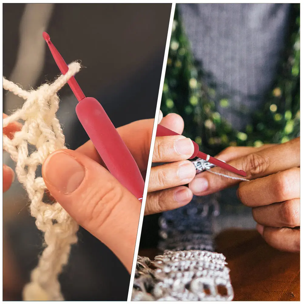 1 مجموعة الألومنيوم الكروشيه السنانير مقبض سيليكون حجم مختلف إبر الحياكة ل سترة وشاح Diy بها بنفسك الحرفية الكروشيه أداة الحرفية #3