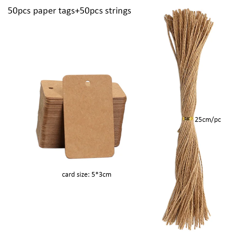 Kraft Paper Tags with Strings, 50pcs