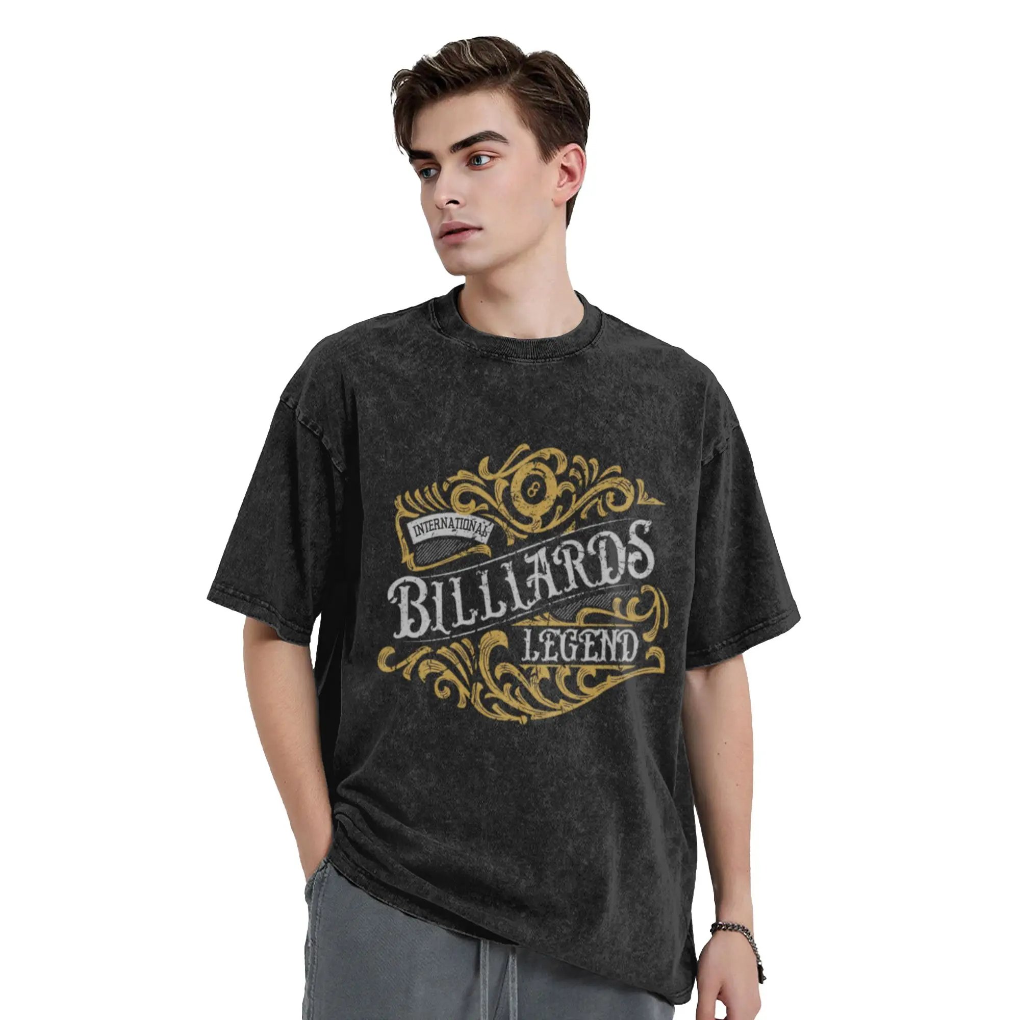 International Billiards Legend Pool Player Classic Stylish A Washed T Shirt Men's Women's Oversized Cotton Tees Tops