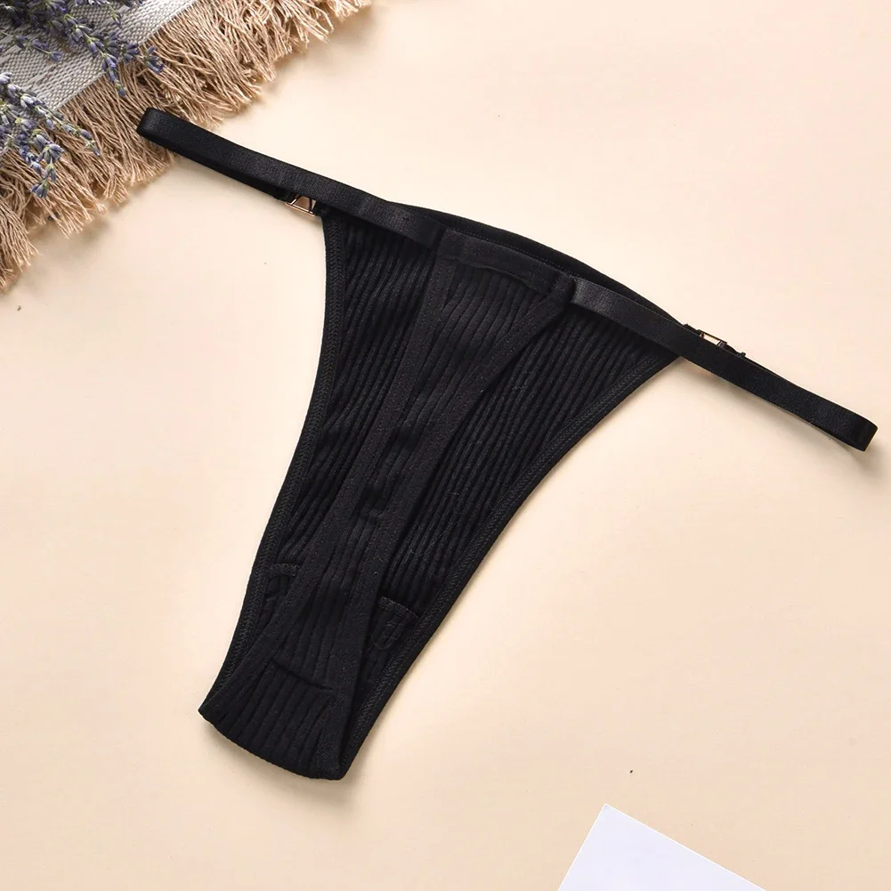 Women Cotton Thread Thong Briefs Comfortable Breathable Underwear Thin Belts Low Waist T Back Underpants Sexy Bikini Lingerie