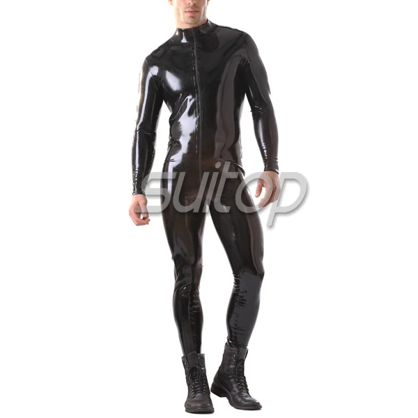 

wholesale Men's Rubber catsuit latex catsuit with Front Through Zip