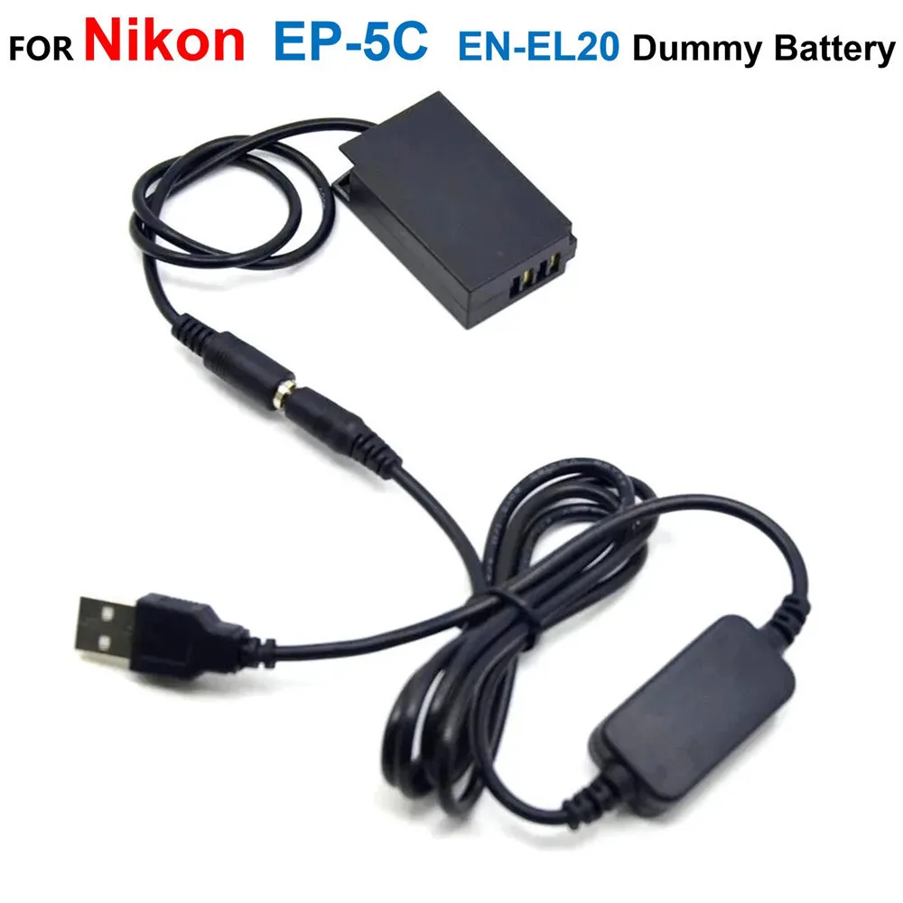 

EP-5C EN-EL20 ENEL20 Fake Battery+EH5 USB Power Bank Cable Adapter For Nikon 1J1 1J2 1J3 1S1 1AW1 1V3 p1000 DL24-500 COOLPIX A