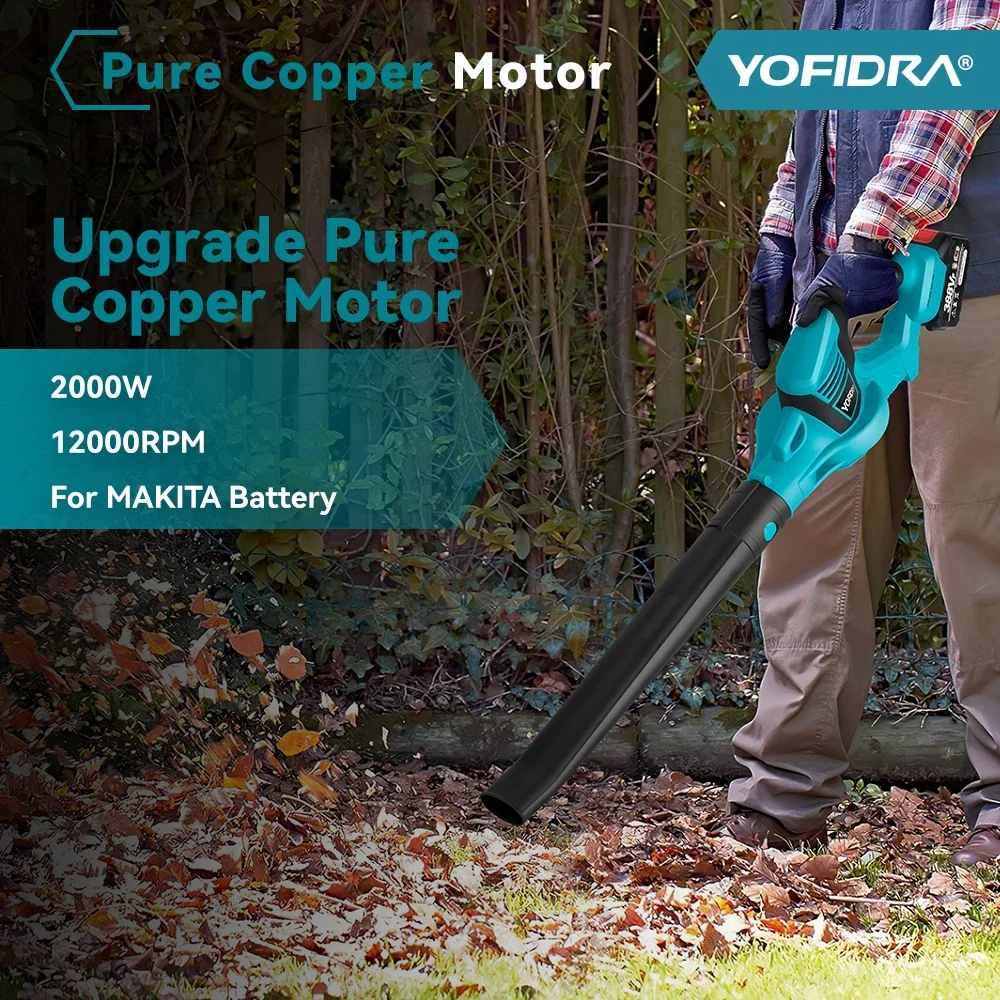 Imagem -06 - Ventilador Elétrico sem Fio Poderosa Indústria Doméstica Folha Sopro de Neve Soprador de Poeira Ferramenta Elétrica de Jardim para Makita 18v Bateria 2000w