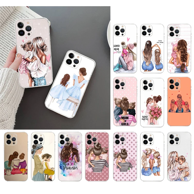 Super Mom Mother Daughter Phone Case For iphone 15 14 Pro Max 13 12 11 Pro Max XSMax XR 12 13 mini 14 Plus Shell