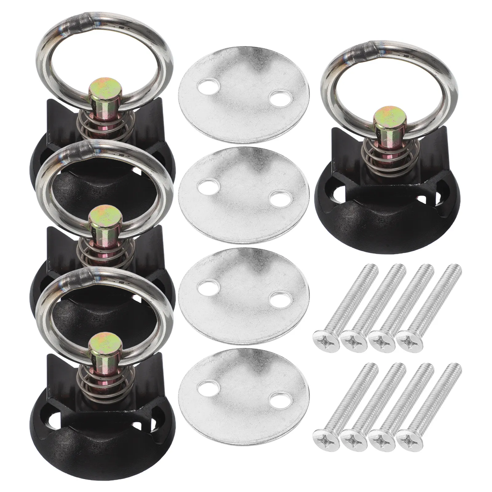 4Pcs Motorcycle Round Tie Down Anchor Kit Heavy Duty Tie Down System Secure Cargo Luggage Rack Anchor Points Trailer