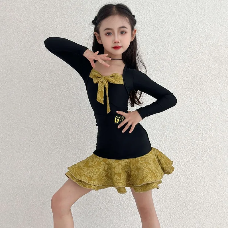 New Latin Dance Suit Girls Autumn and Winter Long Sleeve Advanced Training Suit