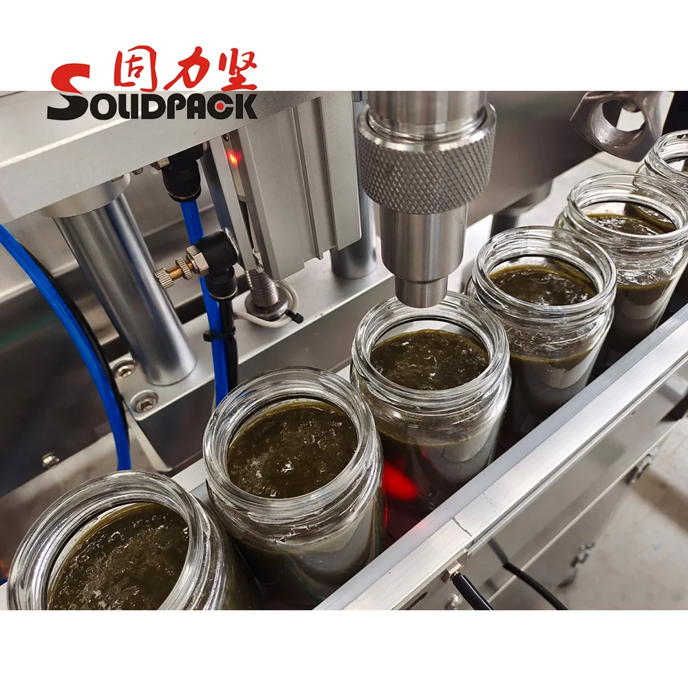 Máquina llenadora automática de mermelada de manzana, fresa y arándanos de un solo cabezal Solidpack