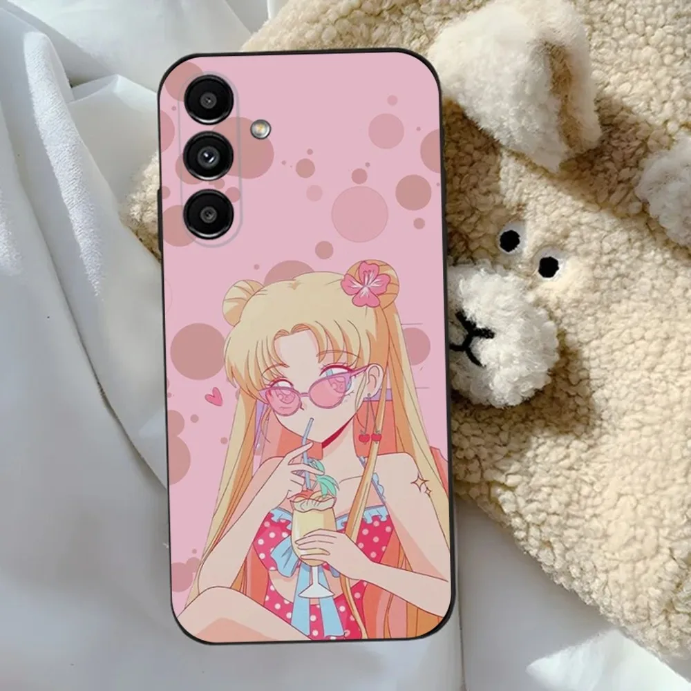 Anime girl S-sailors-Moon Capa de telefone para Samsung S24,23,22,30,21,10,9,Ultra,Plus,Lite,FE,5G Capa macia preta