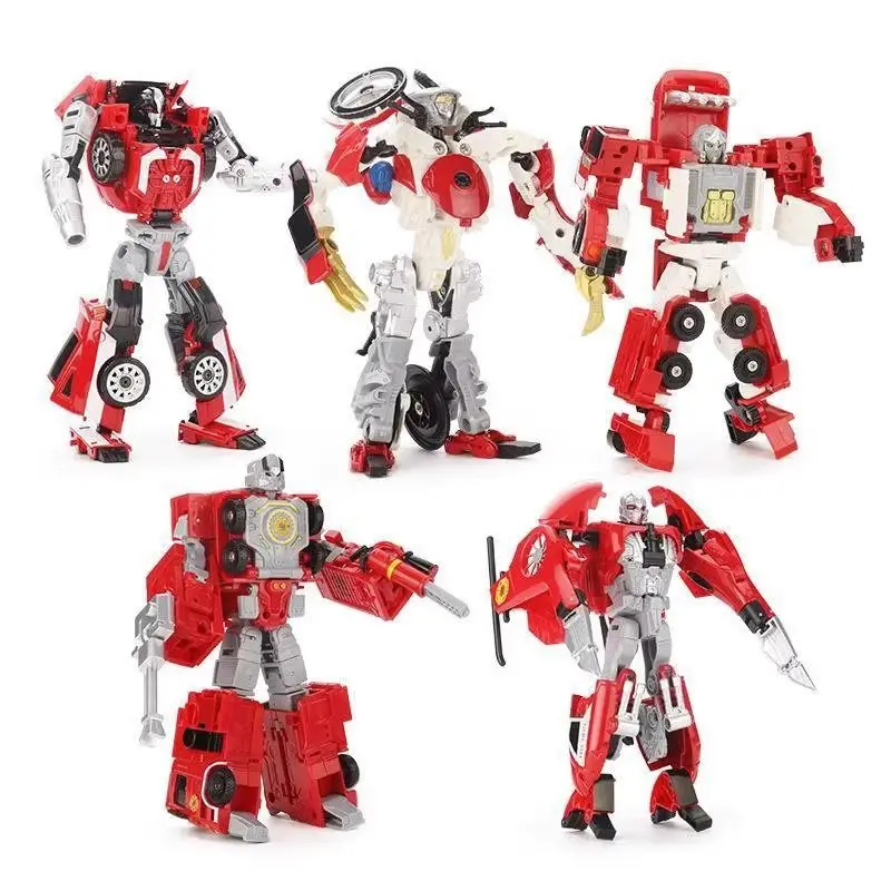 

5 IN1 Transforming Robot Fire Fighting Vehicle Action Figure Boys Collect Toys and Leisure Children Toy Holiday,birthday Gifts