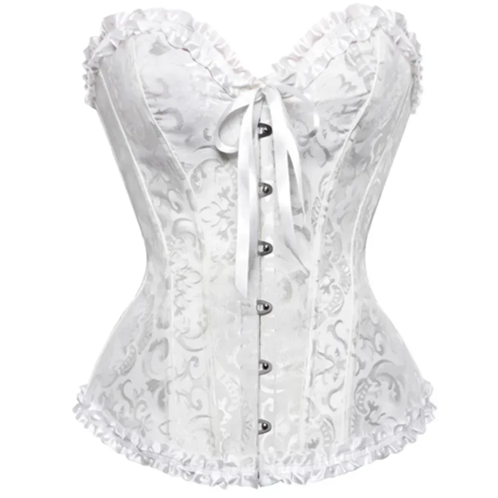 Sexy Bustiers And Corsets Floral Lace Tops Shapewear For Women Vintage Corset Gothic Overbust Satin Jacquard Corsets