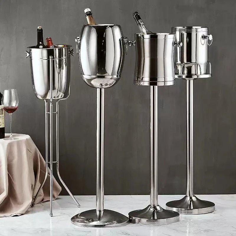 European Champagne Bucket Rack Stainless Steel KTV Bar Ice Bucket Household Continuous Rack Ice Bucket