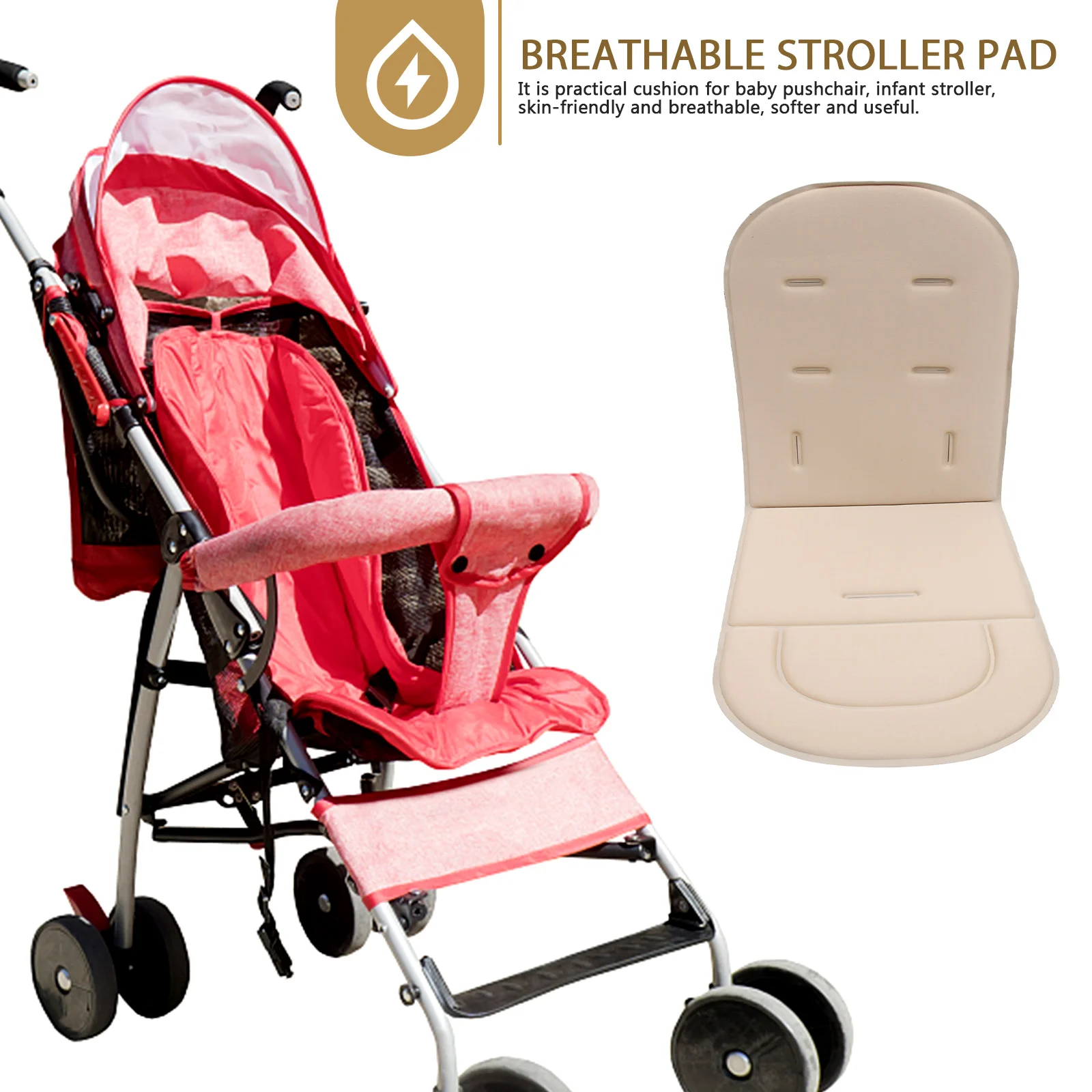 

Cotton Baby Stroller Pad Shallow Khaki Seat Cushion for Stroller Toddler Car Seats Accessories Breathable Soft
