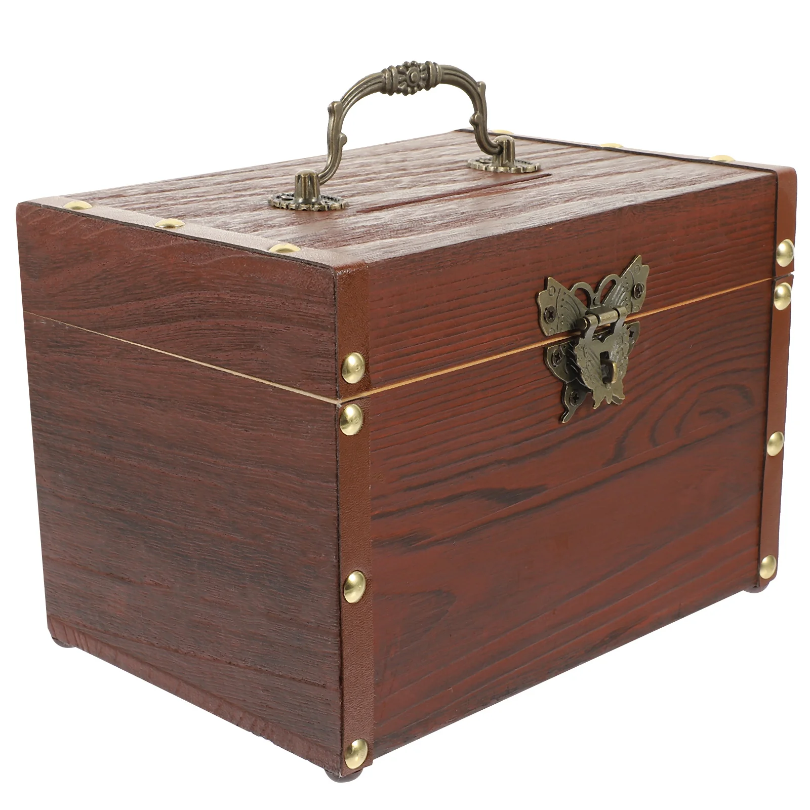 

Wooden Piggy Bank Large Capacity 365 Days Saving Jar Retro Style Money Container Vintage Coin Box Home Decor Brown Color