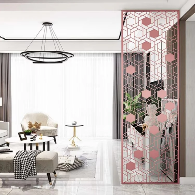 

ej-Modern Laser Metal Entrance Screen for Living Room Entrance Shoe Cabinet Sofa-side Bathroom Partition Decoration-Foldable&