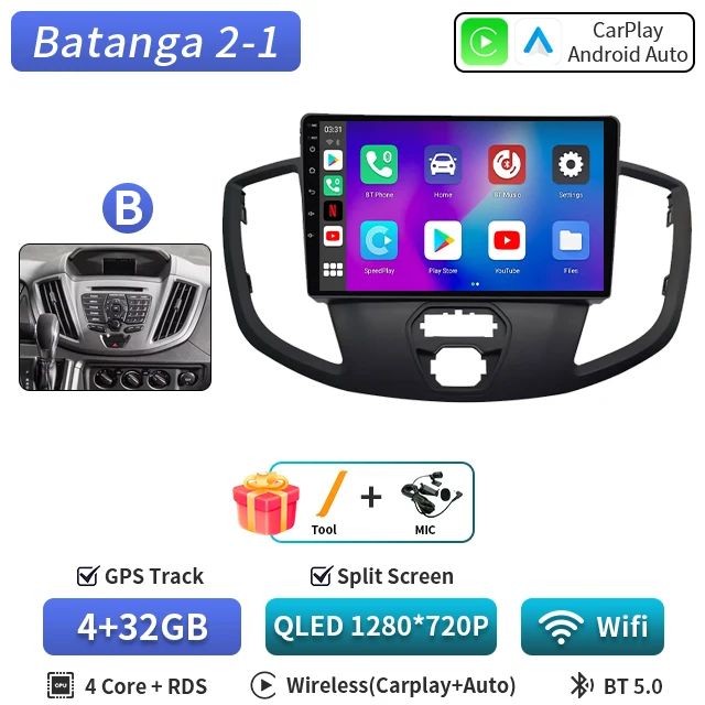 Android 16 voor Ford Tourneo Custom 1 I Transit 2012-2021 Qualcomm Snapdragon Navigatie 5G Multimedia Speler Auto Carplay auto