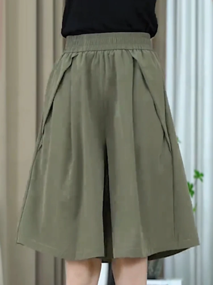 

Military Green Suit Short Pants Women's Summer New Elastic Thin Casual Small Size Middle Pants Comfortable Commute Style