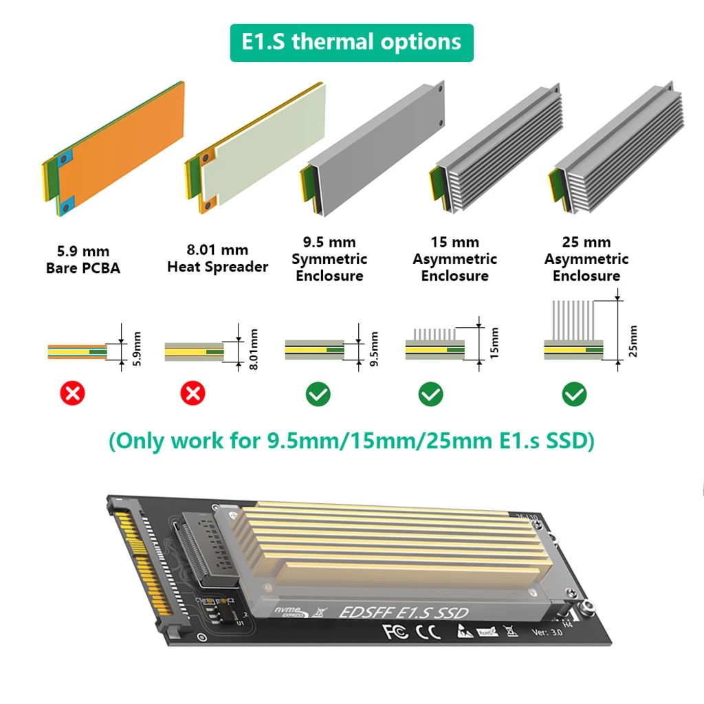

EDSFF E1. SSD SFF-8639 U. Карта расширения с поддержкой Win XP, Vista 32/64, Win 7, Win 8, Win10, Win11, Linux
