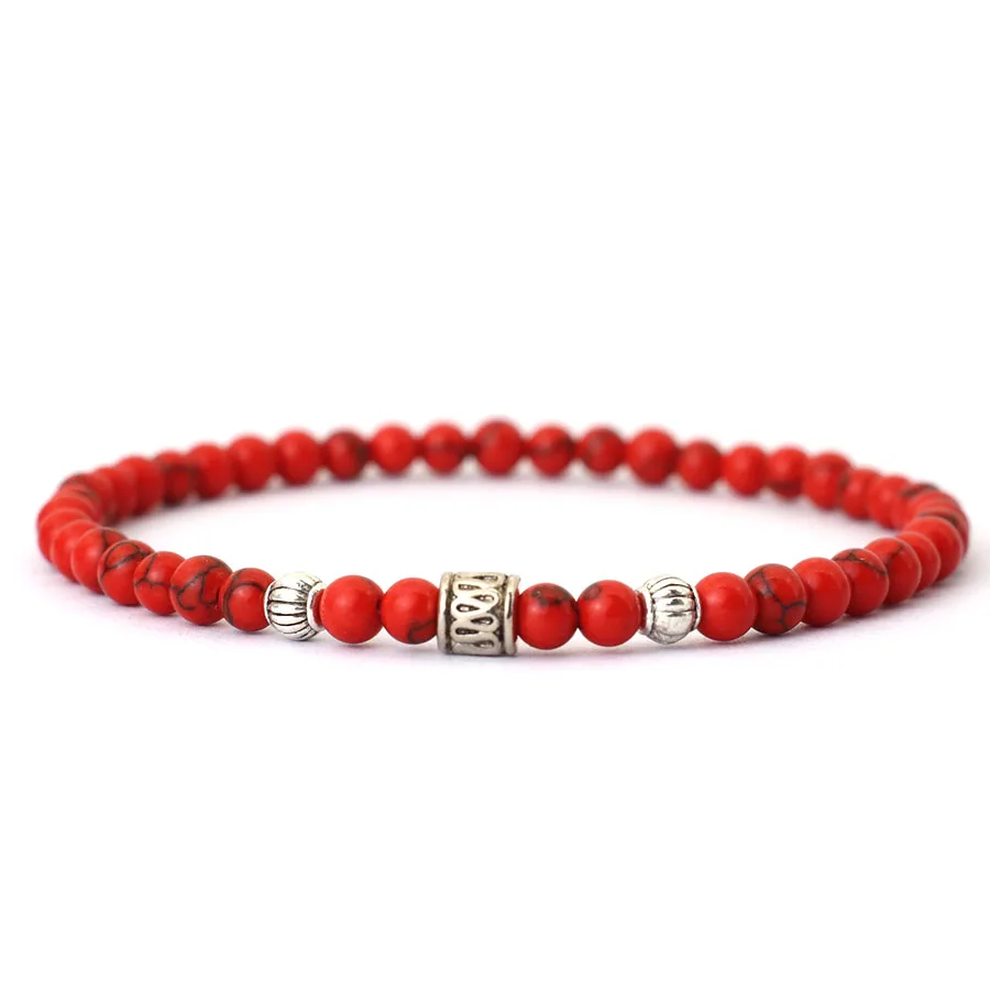 Minimalist 4mm Stone Bracelet Unisex Rice Beads Braclet Natural Lava Tiger Eyes Red Howlite Stone Braslet Leisure Accessories