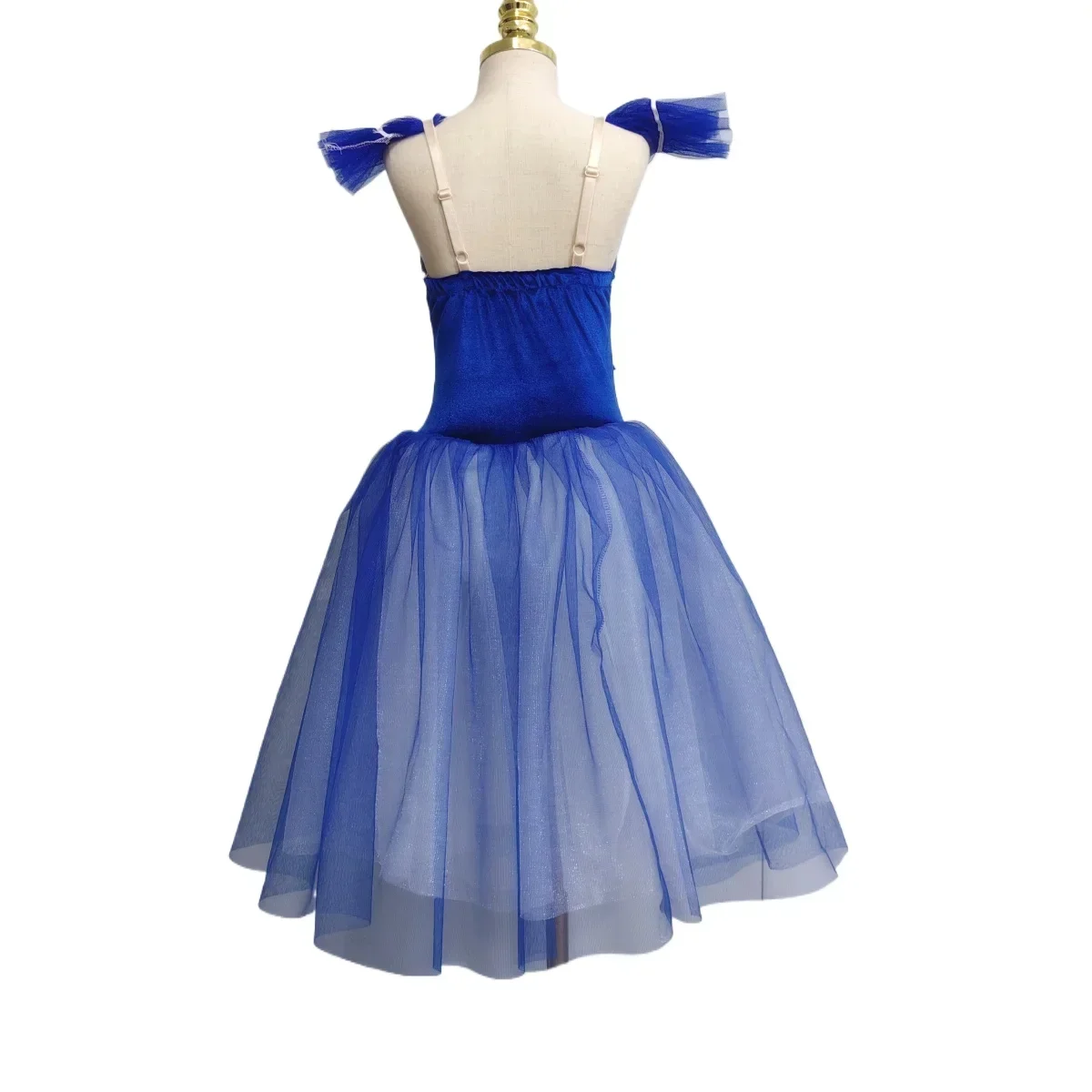 Blue Ballet Tutu Skirts 3d Flower Dress Performance Costumes Princess Dance Practice Long Romantic Dress