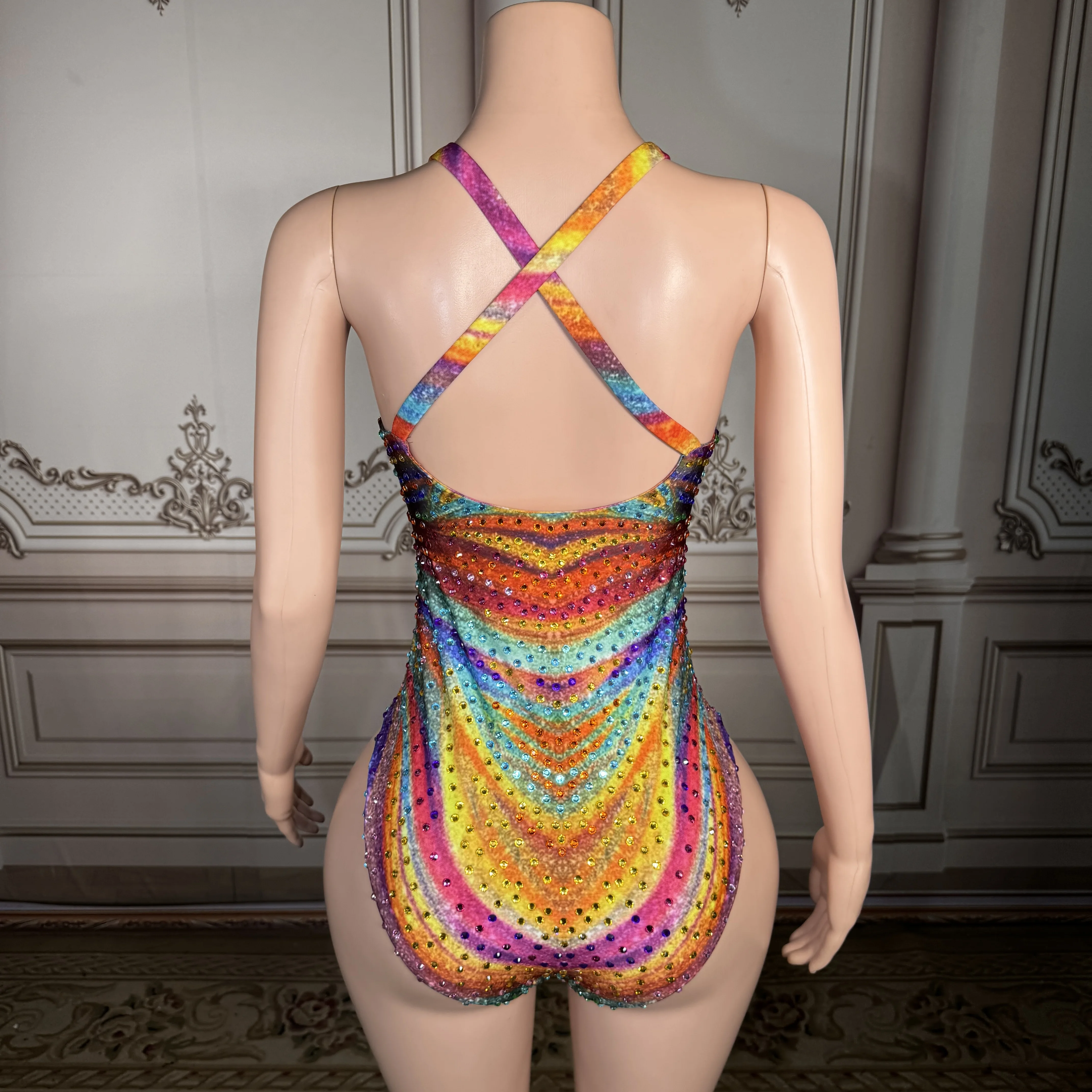 

ZD 2026 new color rhinestone sexy backless straps tight one-piece swimsuit summer vacation beach women bikini bathing suit