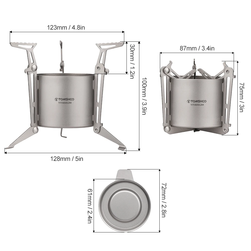 TOMSHOO Camping tytanowy podgrzewacz alkoholu W pokrywie ognia przenośny składany palnik na alkohol kuchenka na piesze wycieczki kempingowego