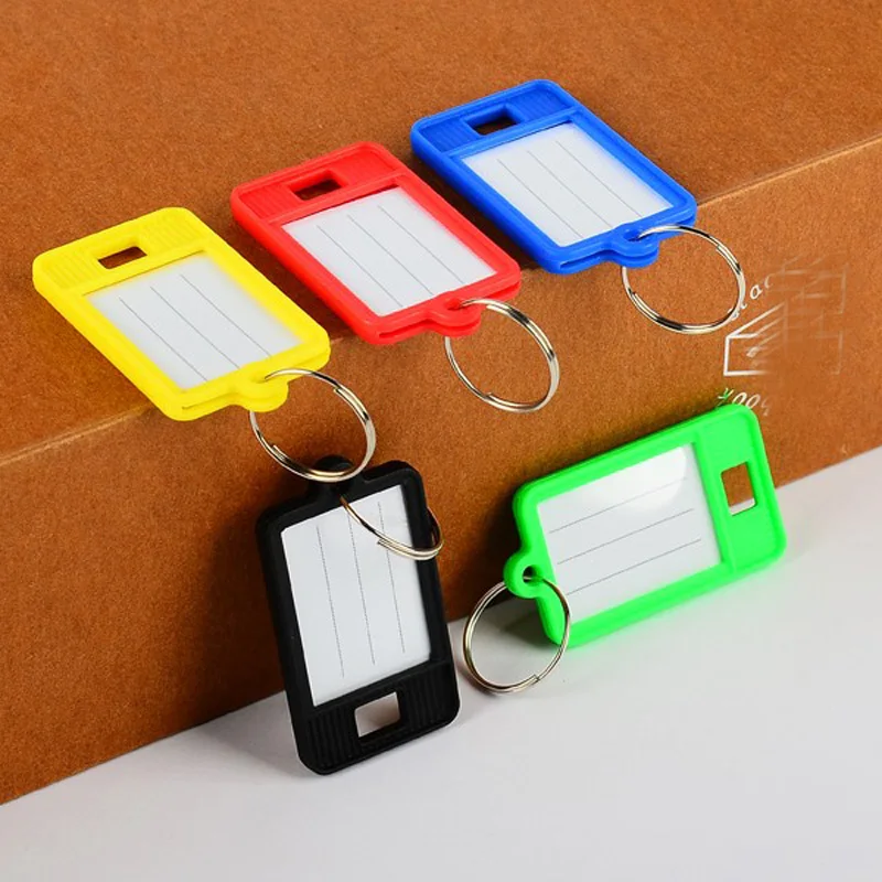 50 Pcs Plastic ID Key Tags Labels Key Chains With Split Ring Numbered Name Baggage Luggage Tags Key Rings School Office Supply