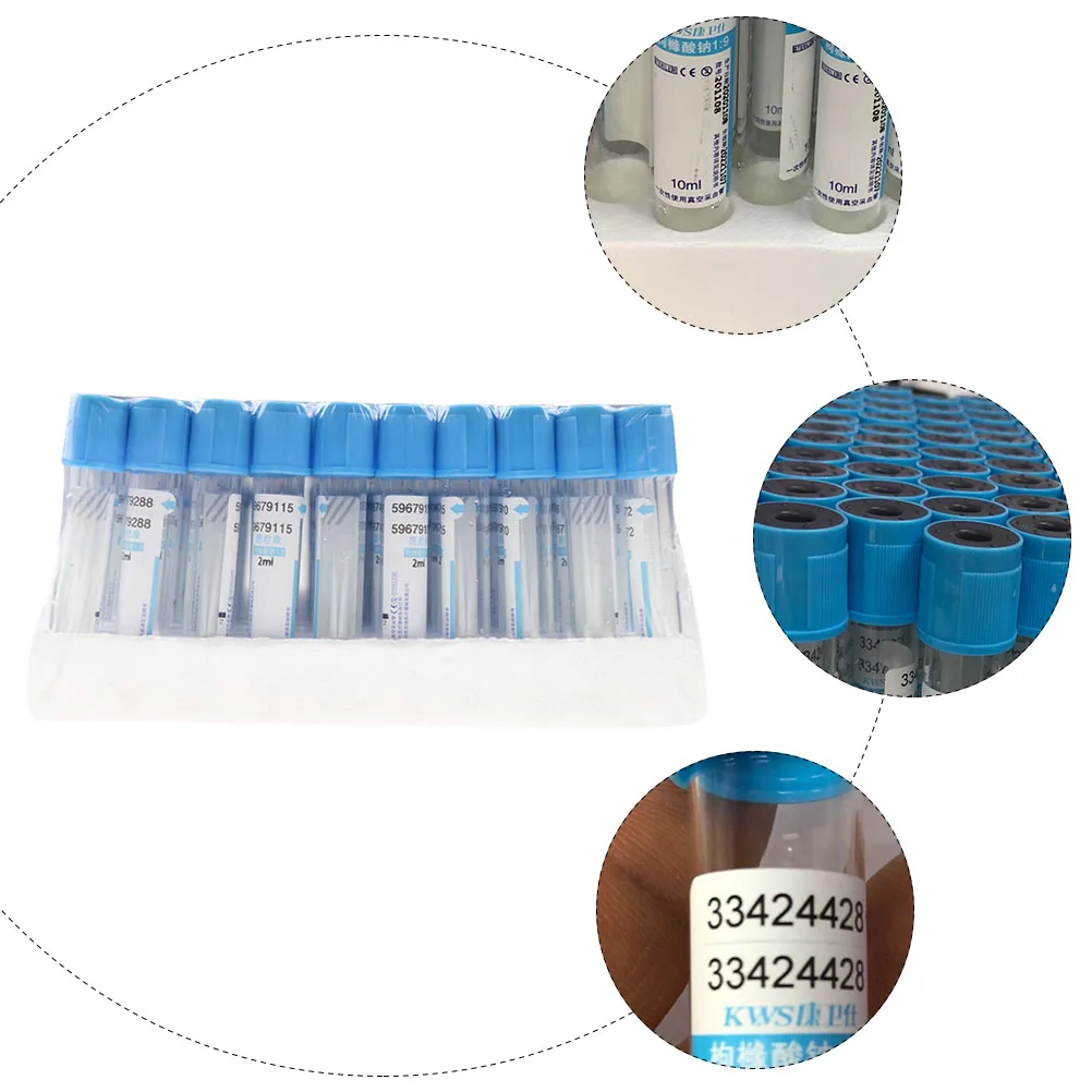 100pcs Blood Tubess Disposable Negative Pressure Vacuum Blood Collecting Tubes Blood Collection Tube with Caps Lid partial