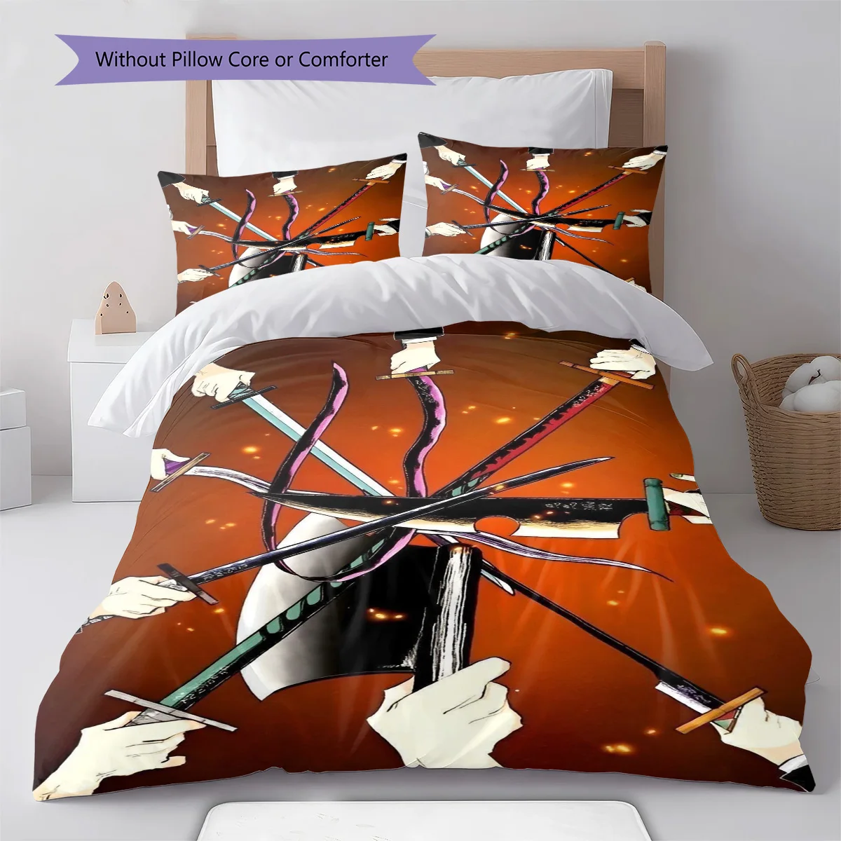 Demon Slayer Nezuko Kamado Close Up Bedding Set Anime Duvet Cover Polyester Soft Bedroom Linen Set -QJY