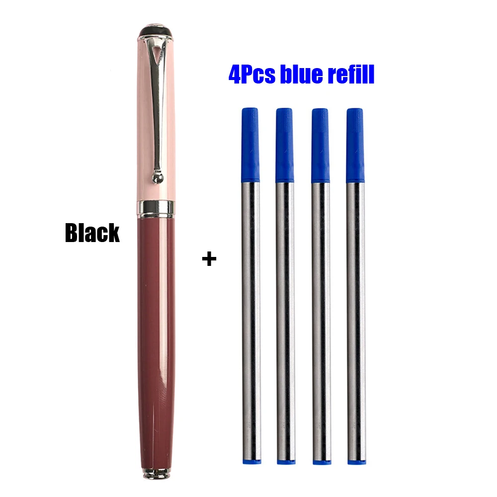 1 + 4 Teile/satz Metall Kugelschreiber Mit Minen Für Schule Büro Business Kugelschreiber Schwarz Blau Refill Tinte Schreibwaren – Detail 3