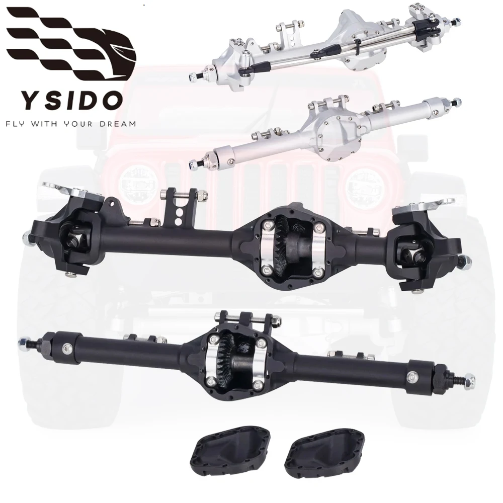 Conjunto de Eixos Retos Dianteiro e Traseiro em Liga de Alumínio CNC para Carro RC 1:10, Peças de Upgrade para Crawler RC 1/10 CNC Axial SCX10 II Vanquish VS4-10