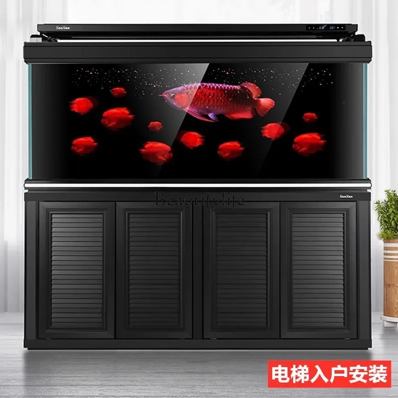LJY**Ultra white fish tank living room large ecological aquarium 1.5/2/3 meters office arowana tank