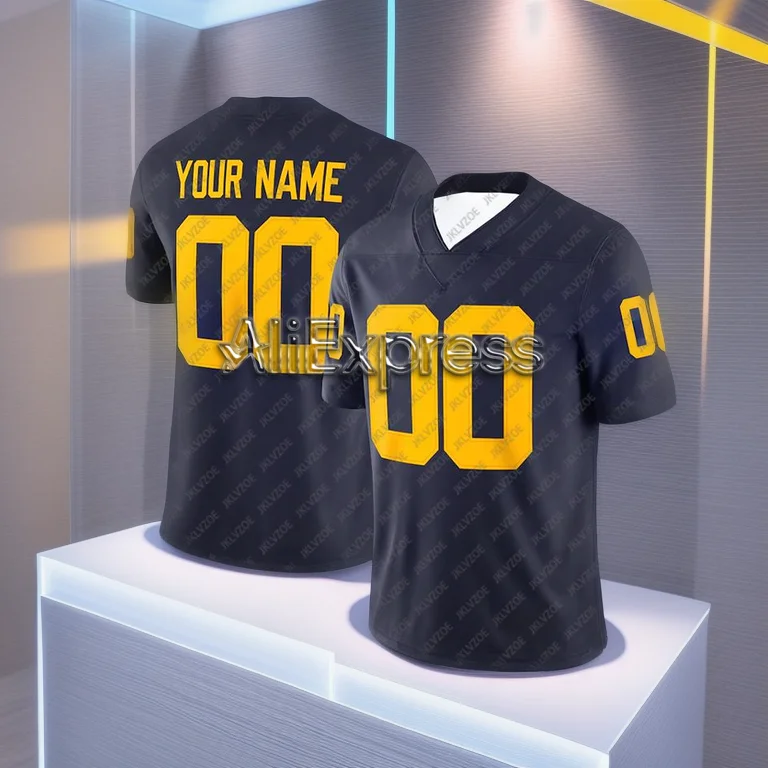 New American Football Men'S And Women'S Short Sleeved T-Shirt 23/24 Michigan Wolverine Oversized Sports Training No. 2 Jersey