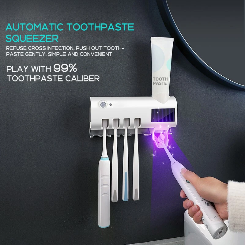 RYRA Automatic Toothbrush Sterilizer UV Toothbrush Holder Toothpaste Squeezer Smart Toothpaste Dispenser Bathroom Accessories